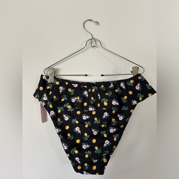 NWT Victoria's Secret itsy ruffle bikini BOTTOM AND TOP black lemon floral - Picture 13 of 16